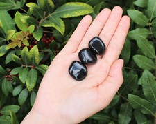 Black Agate Tumbled Stone: 3 Medium Pieces (Crystal Healing Gemstone Rock)