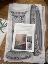 Tatouage Dry Rub Transfer Wall Sticker Garden Scene Bird Bath flowers HUGE SET