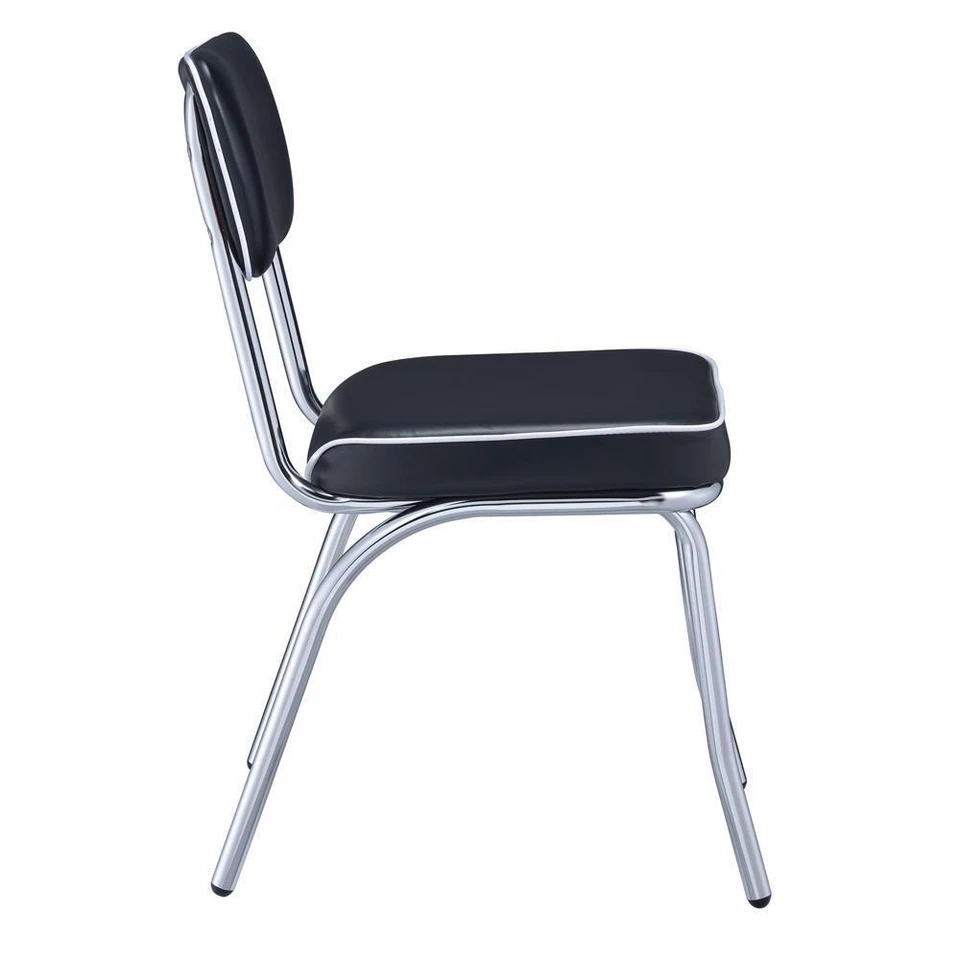 Retro Open Back Side Chairs Black And Chrome (Set Of 2) - Image 3 of 4