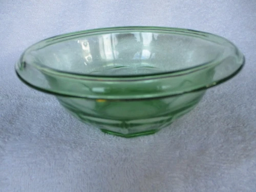 Vintage Hazel Atlas Small Mixing Bowl Green Depression Paneled w/Rolled Edge