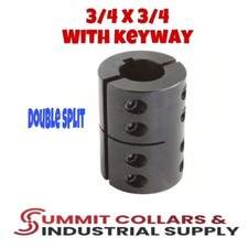 2CC-075-075-KW, 3/4" ID, Keyed Double Split Clamp Coupling, Black Oxide finish