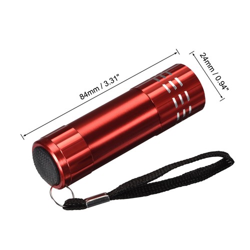 UV Mini 9 LED Aluminium Lampe de poche Noir Lampe AAA Batterie Pas Inclus Rouge - Imagen 3 de 5