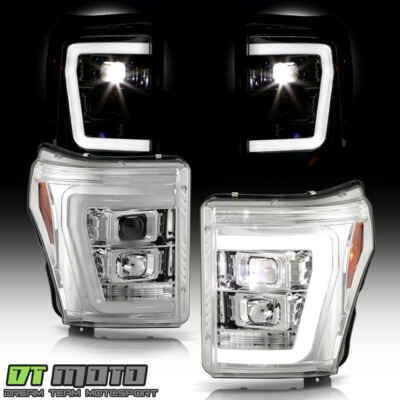 2011-2016 Ford F250 F350 SuperDuty Chrome LED Tube w/ LED Projector Headlights