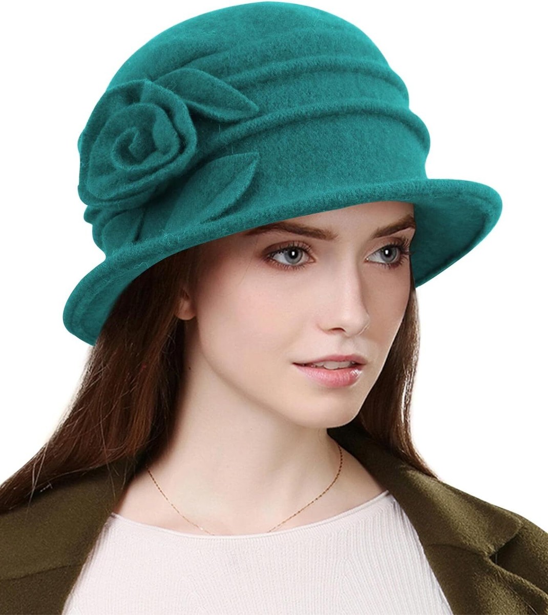 2416 Lady French Beret 100% Wool Beret Floral Dress Beanie Winter Hat VECRY Lady French Beret 100% Wool Beret Floral Dress Beanie  main image 4