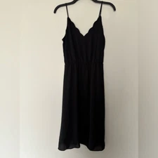 Socialite Black Dress Scallop Neckline SZ Small Spaghetti Strap Date Night Out