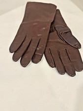 MADE IN JAPAN VINTAGE BROWN LEATHER WOMEN'S GLOVES NYLON LINED SZ L
