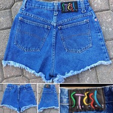 Vintage Steel Jeans High Waist Denim Shorts Made In USA 7 25 In 80s 90s Jorts