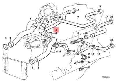 Genuine BMW E30 Saloon Cooling System Water Hose OEM 11531287551  