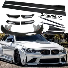 Universal For BMW Front Bumper Lip Spoiler Side Skirts Rear Glossy+Black