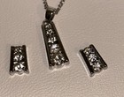 Cubic Zirconia Necklace And Earring Set, Silver With 18” Chain — photo 2