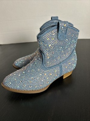 Rhinestone Cowboy Boots for Kids Cowgirl Size 6 Blue Diamond LikeSparkles New