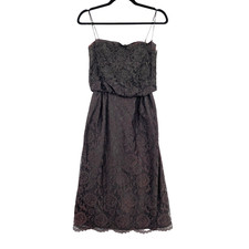 VTG Black Lace Slip Dress Sz 7 Spaghetti Strap Coquette Formal Midi Glam 90s Mod