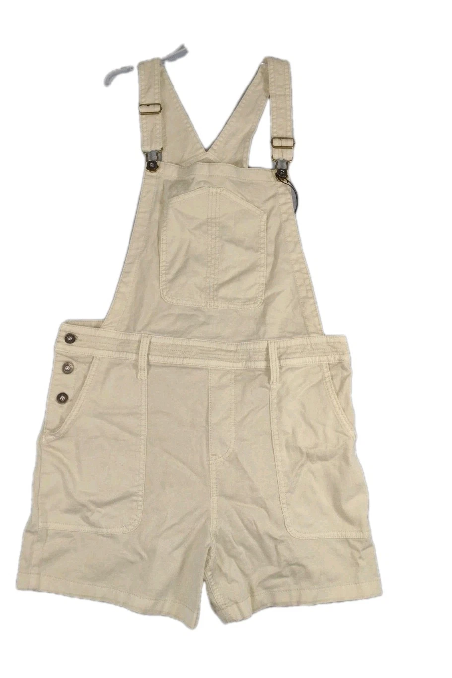 Prana Overalls Womens M Sand Sancho Shortalls Organic Cotton Stretch 4" Pockets