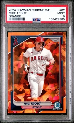 2024 Bowman Chrome Sapphire #82 Mike Trout Orange Refractor /25 PSA 9 MINT