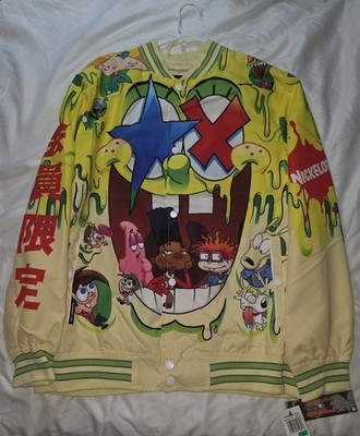 NEW Members Only x Nickelodeon Windbreaker - Yellow Allover Print - Men's L