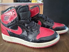 Nike Air Jordan 1 Retro High OG Patent Bred GS Sz 4Y Black Red White 575441 063