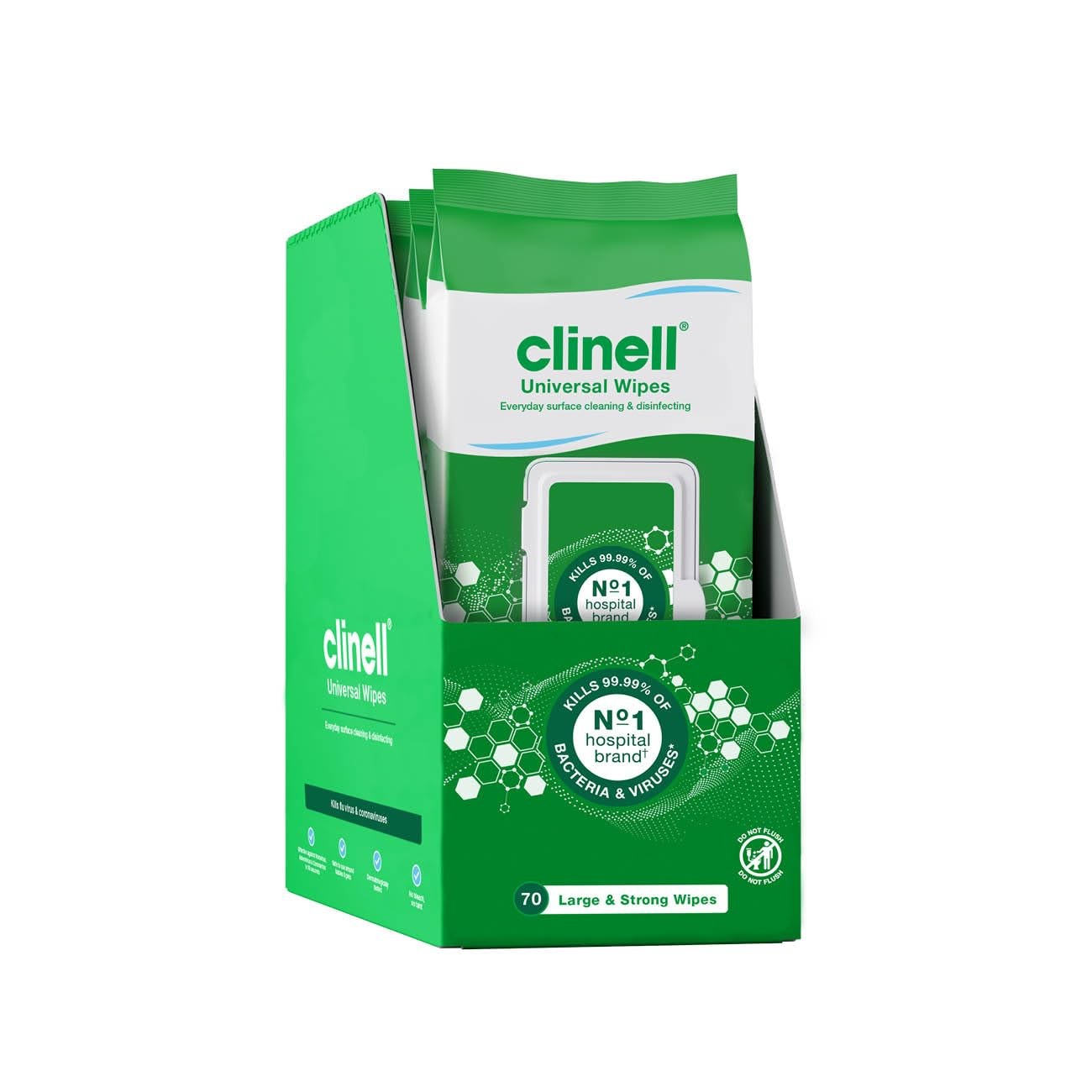 Clinell Universal Cleaning and Disinfecting Wipes for Home - Pack of 4 - 70 XL per Pack (280 Wipes) - with Moisture Lock Lid - Kills 99.99% of Germs, Antimicrobial, Quick Action, White, Neutral Scent - Image 2