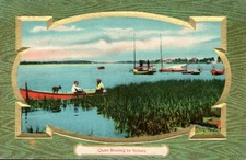 Quiet Boating by Schurz Embossed 1920s Postcard Unused