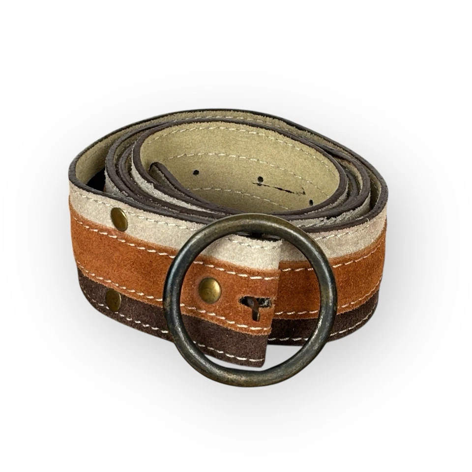 Cinturón a rayas de gamuza marrón neutro boho talla L anillo O minimalista informal de ASOS para mujer Foto 2 de 4