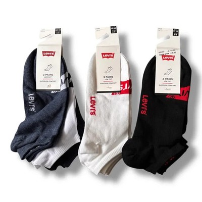 Levi s Herren Low Cut Socken 3 Paar Pack UK 6-8 EU 39-42 Baumwolle blau weiß schwarz