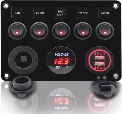 12V 24V Kippschalter Panel, IP65 Wasserdicht Auto Wippschalter 4,2A Dual USB C