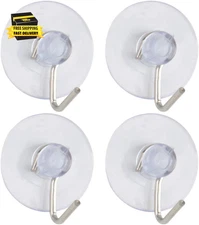 4Pcs Suction Cup Hooks 1 Inch Diameter Wall Hooks Hangers Removable Kitchen Bath
