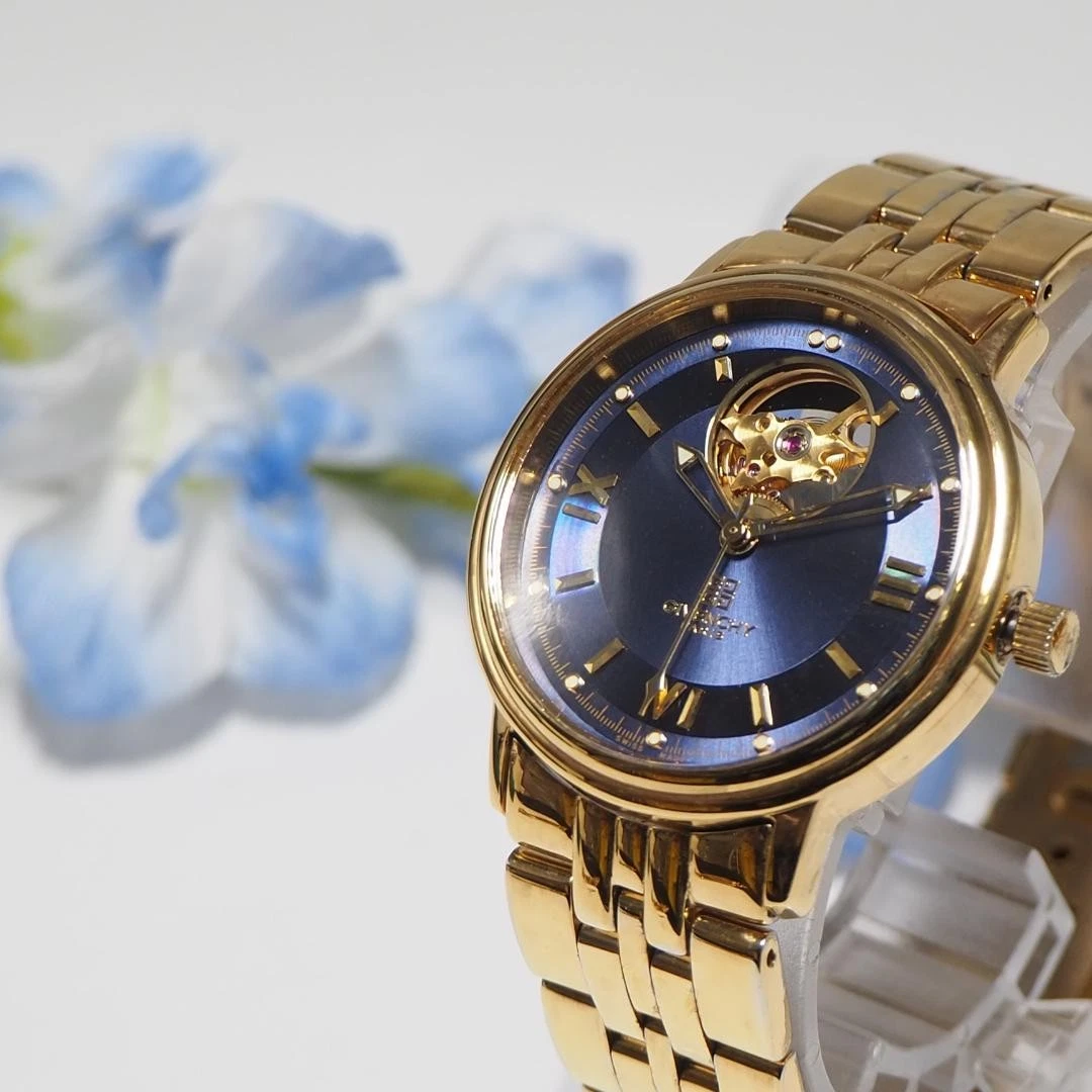 Orologio Automatico GIVENCHY F341 Funzionante 34mm Cassa 1.34in 21cm 8.27in Polso Oro Navy