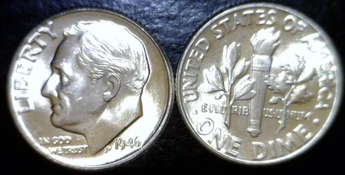1946 BU+ / CH BU Roosevelt SILVER Dime NICE FLASHY Coin #PQ1  FREE SHIP
