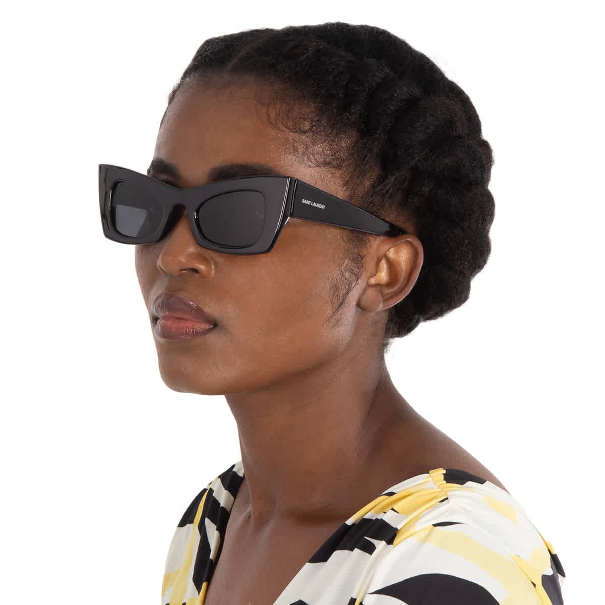 Occhiali da sole donna Saint Laurent neri occhio di gatto SL 702 001 49 SL 702 001 49