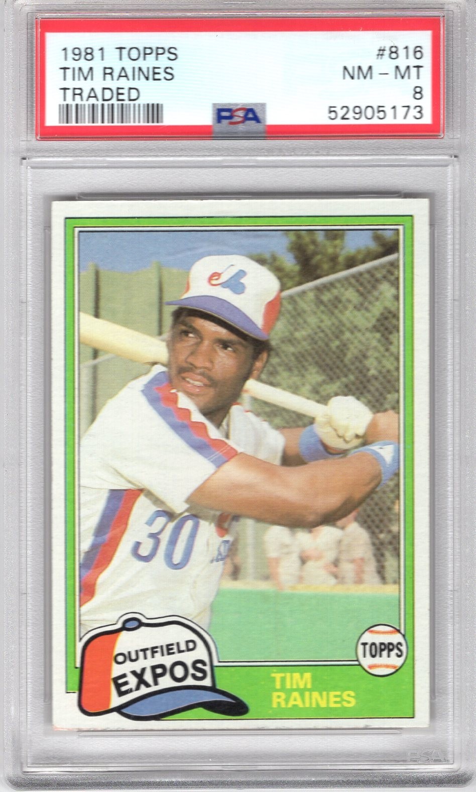 TIM RAINES 1981 TOPPS TRADED ROOKIE RC #816 PSA 8 NM-MT MONTREAL EXPOS