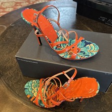 CASADEI Sandali gioiello cristallo di spicco in pelle brevettata arancione TG 8,5