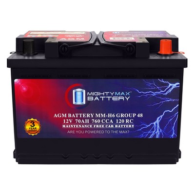 Mighty Max MM-H6 Group 48 12V 70AH 120RC 760CCA Battery Replaces BMW 328xi 07-08