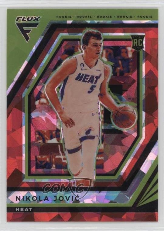 2022-23 Panini Flux Rookies Red Cracked Ice Prizm Nikola Jovic #216 0nr3