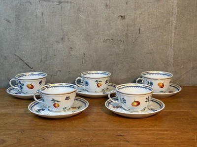 ジノリ　アンティコイタリアンフルーツ　19プレート×5 Richard Ginori Italian Fruits Antico Doccia 5 Cup Saucer Set Italy