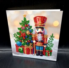 Finished Diamond Art - Nutcracker Christmas Card w/Christmas Trees