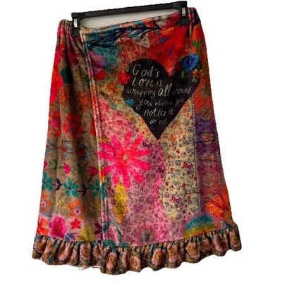 Natural Life Body Towel Wrap Dress in a Floral Patchwork Ruffle Hem Gods Love SM