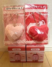 Hello Kitty Heart Fur Bag Charm Keychain 4-Piece Set Pink Red Small Case