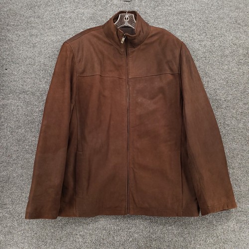 R&O Reilly Olmes Jacket Mens M Medium Brown Full Zip Genuine Leather Lined Moto