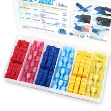 TICONN 120Pcs T Tap Wire Connectors, T Wire Quick Splice Connector, T Connectors