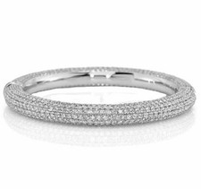 LARGE 18.85CT DIAMOND 18KT WHITE GOLD 3D MULTI ROW ETERNITY CUFF BANGLE BRACELET