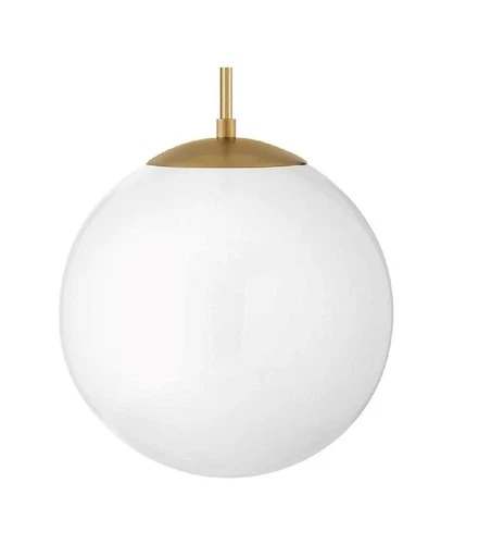HINKLEY LIGHTING WARBY MEDIUM ORB LED PENDANT LIGHT 3744HB-WH 14" MCM HER-BRASS - Picture 1 of 10