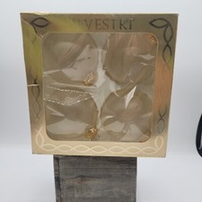 Silvestri Gold Beige Glass Bulb Christmas Ornaments Set Of 4 NIB Made In USA