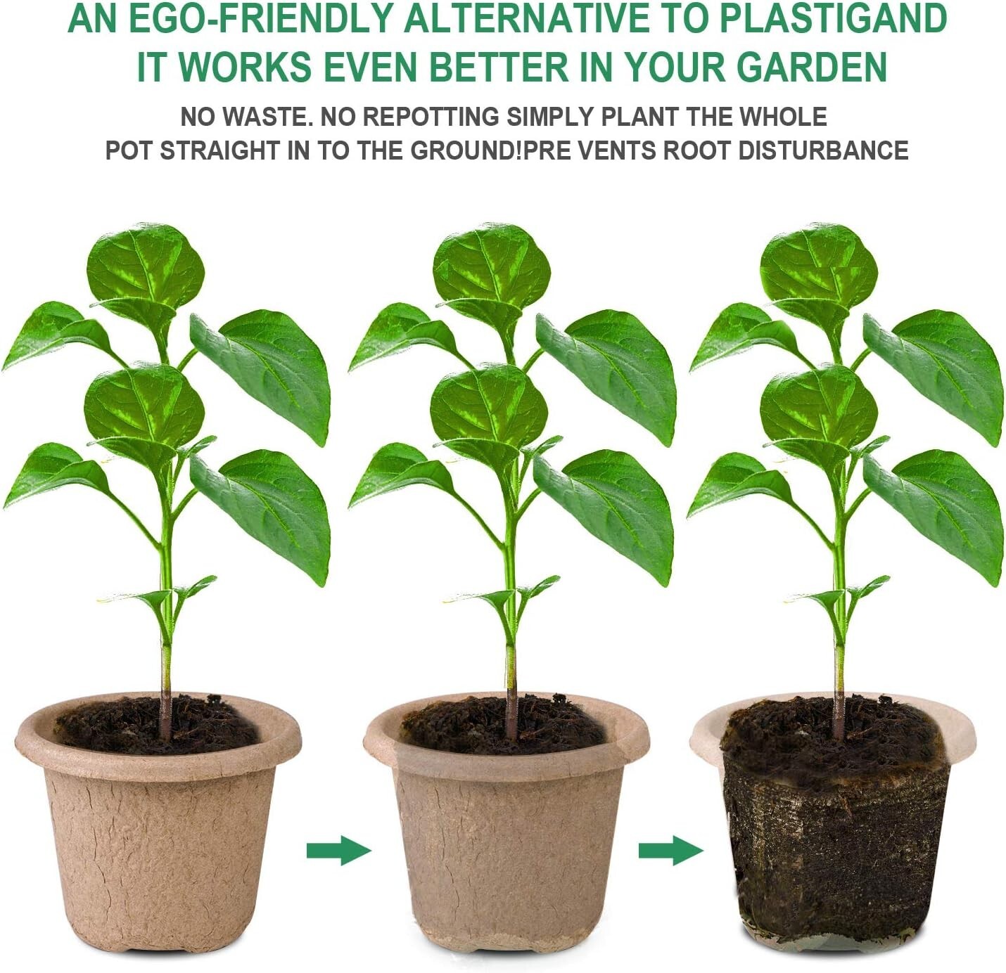 30 Pcs Biodegradable Peat Pots 4.33" Drainage Holes for Seedlings Grow Healthy