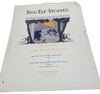 vtg Two Elf stories for piano by Lyda Averit Simmons English READ