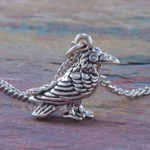 RAVEN sterling silver Crow Charm 