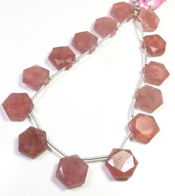 Strawberry Faceted Hexagon Gemstone 8.5Inch Natural Red Beads 12mm DIY LC-1059