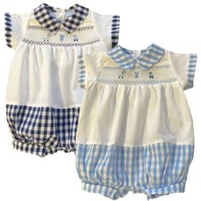 Baby Boy Romper Smocked Traditional Gingham Spanish TOYS