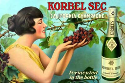 KORBEL SEC CALIFORNIA CHAMPAGNE 18'' HEAVY DUTY USA MADE METAL ADVERTISING SIGN