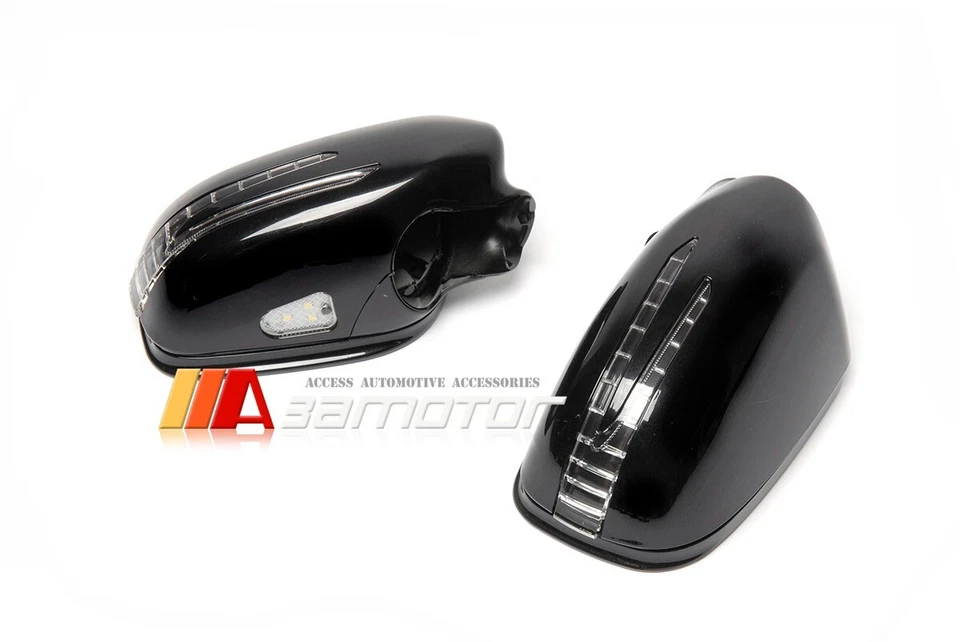 Black Arrow Type LED Side Mirrors Set fits 06-09 Mercedes W211 Facelift E-Class - Image 2 of 2