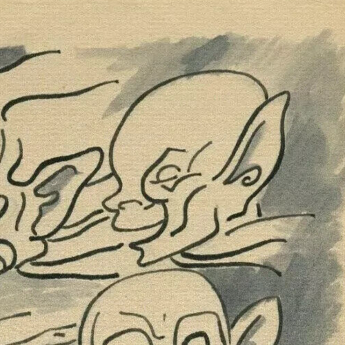 Vintage inchiostro originale disegno ritratto, volti, figure caricatura opere... - Foto 3 di 8